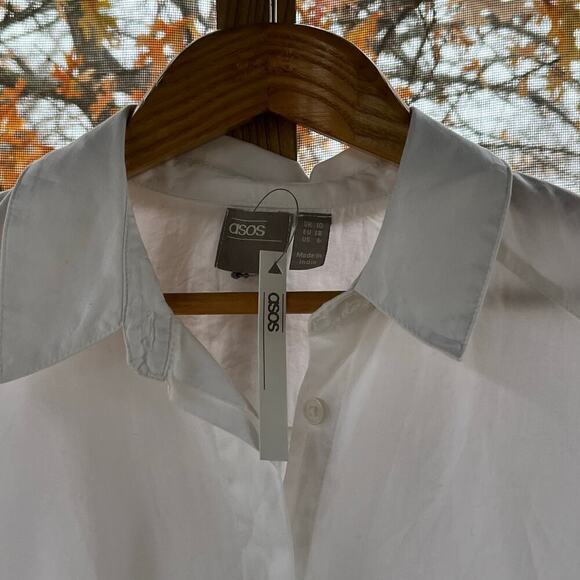 ASOS Design Cotton Mini Shirt Dress In White Size 6. NEW - Picture 10 of 13